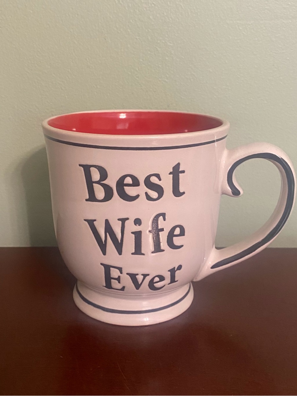 🍀Best Wife Ever Ceramic Mug - Pink Exterior with Red Interior